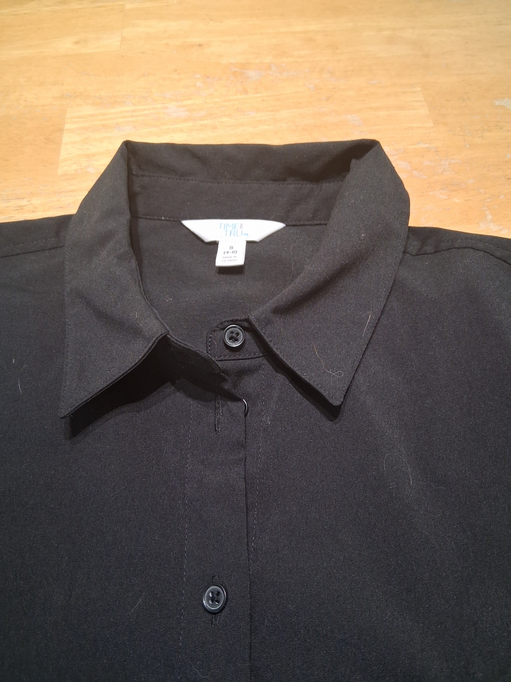 Time and Tru Black Button-Down Shirt - Picture 2 of 4